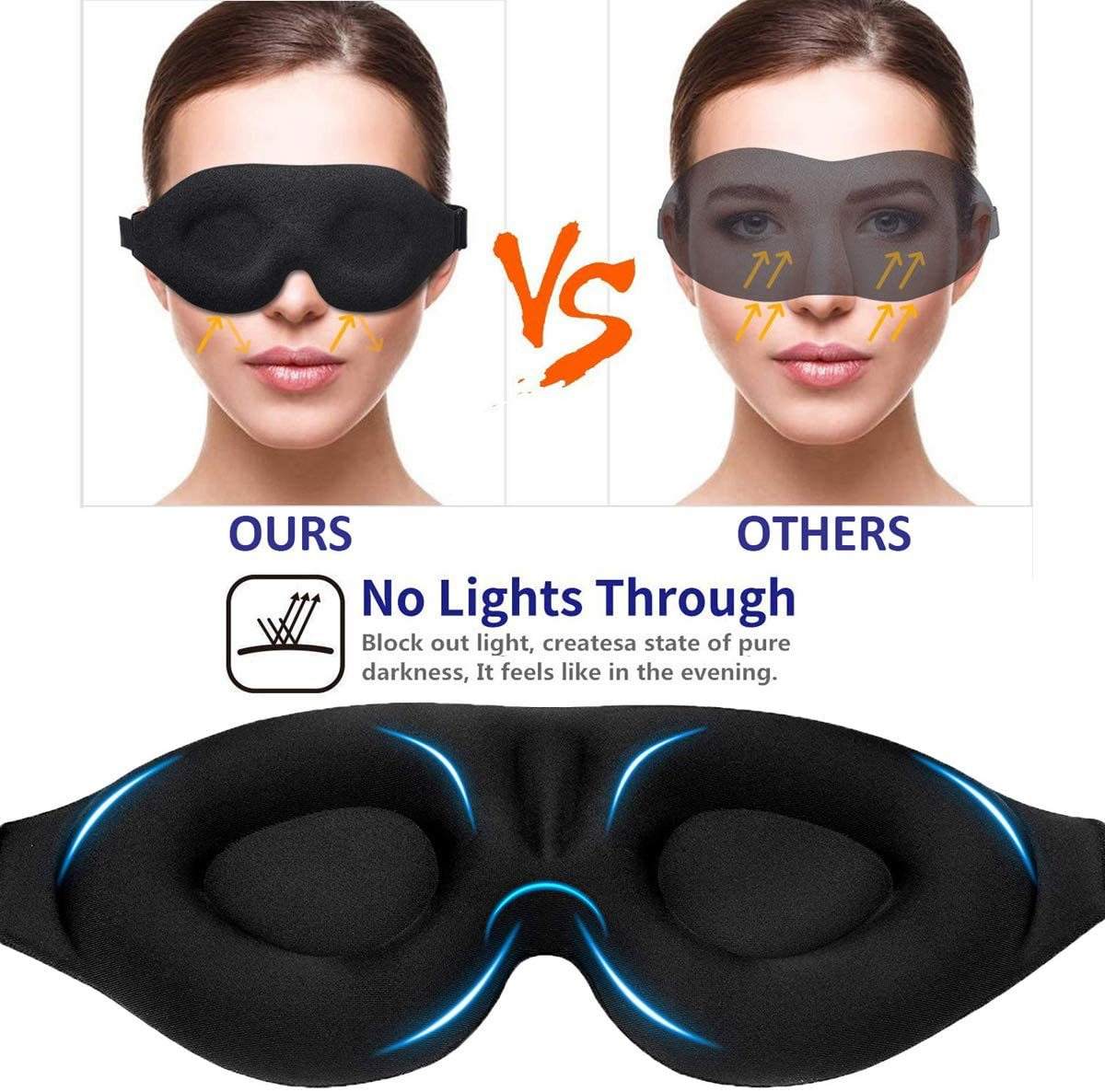 3D Memory Foam Sleep Mask – Adjustable, Light Blocking Eye Mask for Deep Sleep & Travel