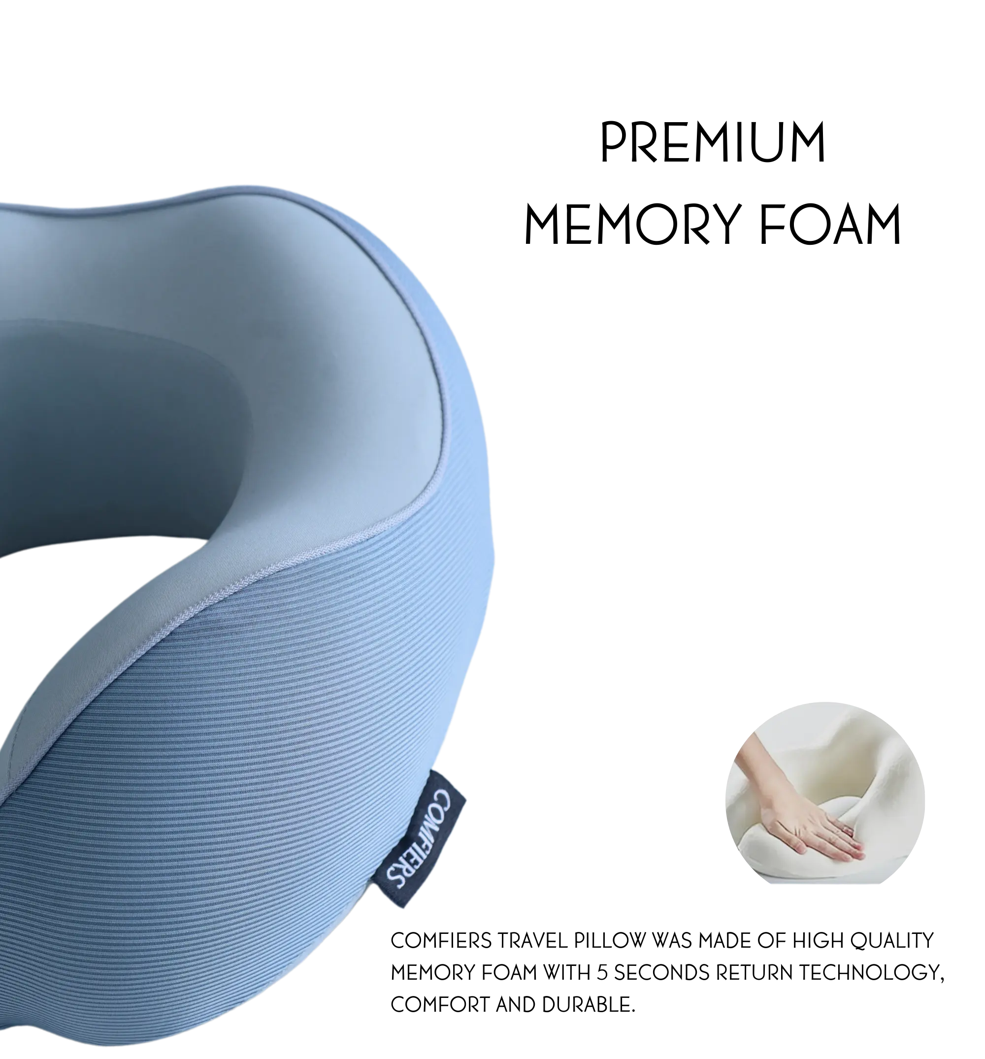 Comfiers Travel Neck Pillow with 100% Pure Memory Foam My Store